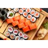 Kit 6 Pratos Sushi com Divisória de Shoyu Porcelana Creme Mesclado Jogo Mesa - 5