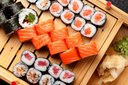 Ver imagem 5 de Kit 6 Pratos Sushi com Divisória de Shoyu Porcelana Creme Mesclado Jogo Mesa