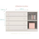 Ver imagem 7 de Kit Quarto Infantil Bebê 4 Peças Eloisa Cômoda Guarda Roupa 2 Portas Módulo Aéreo e Armario Branco -