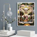 Ver imagem 1 de Quadro Decorativo Carta Tarot The Lovers- Floral 45x34cm:madeira Preta