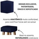 Ver imagem 2 de 4 Banquetas sem Encosto Tecido Corano Azul Estrutura Ferro Pés Palito Madeira 60cm Fixo