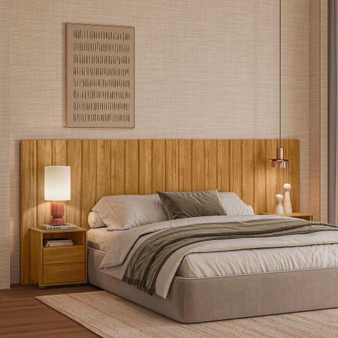 Cabeceira Casal Lima King com Mesas MDF Cumaru Madetec Móveis