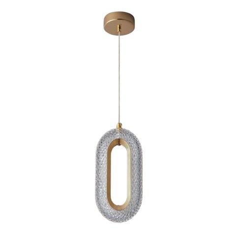 Pendente Oval Acrílico Dourado 25cm Led 8w 3 em 1 Bivolt 15741-pl