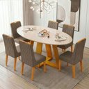 Ver imagem 2 de Conjunto Sala de Jantar Mesa Tampo em Vidro 1,80m Vick 6 Cadeiras Bel