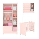 Ver imagem 4 de Jogo Quarto Infantil Doce Sonho Berço Cômoda Sapateira e Guarda Roupa Qmovi