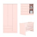 Ver imagem 2 de Jogo Quarto Infantil Doce Sonho Berço Cômoda Sapateira e Guarda Roupa Qmovi