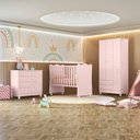 Ver imagem 3 de Jogo Quarto Infantil Doce Sonho Berço Cômoda Sapateira e Guarda Roupa Qmovi