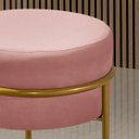 Ver imagem 3 de Kit 2 Puff Redondo Argola Levi Veludo Rosa Base em Aço Dourado