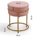 Ver imagem 6 de Kit 2 Puff Redondo Argola Levi Veludo Rosa Base em Aço Dourado