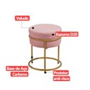 Ver imagem 5 de Kit 2 Puff Redondo Argola Levi Veludo Rosa Base em Aço Dourado