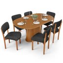 Ver imagem 1 de Mesa para Sala de Jantar Valência com 06 Cadeiras Sala de Jantar Dara L02 Linho Chumbo - Lyam Decor