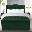 Ver imagem 1 de Kit Cabeceira e Calçadeira Baú Dubai Casal 140 Cm - Veludo Verde