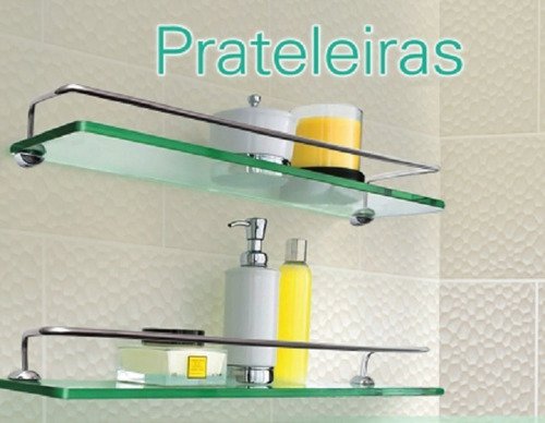 Prateleira Reta C/ Grade 40x10 Cm - 8mm - Incolor - 3