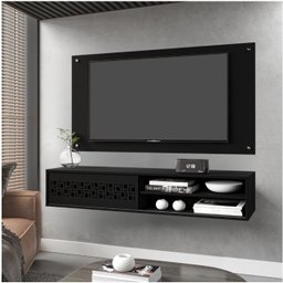 Rack com Painel Suspenso Minimalista para Tv até 60 Polegadas - 1,35x0,35 Preto - 2
