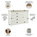 Ver imagem 3 de Cômoda Quarto 125cm 1 Porta 4 Gavetas Lazio Branco/Freijó F07 - Mpozenato