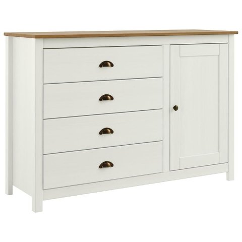 Cômoda Quarto 125cm 1 Porta 4 Gavetas Lazio Branco/Freijó F07 - Mpozenato
