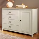 Ver imagem 2 de Cômoda Quarto 125cm 1 Porta 4 Gavetas Lazio Branco/Freijó F07 - Mpozenato