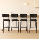 Ver imagem 2 de Banqueta Olivia Altura 65cm para Bar e Cozinha Preta com Assento Confortável Encosto Estofado Kit 4