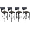 Ver imagem 1 de Banqueta Olivia Altura 65cm para Bar e Cozinha Preta com Assento Confortável Encosto Estofado Kit 4