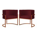 Ver imagem 1 de Kit 02 Poltrona Luana Luxo Suede Bordo Base Bronze - Fm