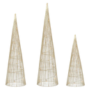 Ver imagem 1 de Jogo de 3 Árvores de Natal C/ Led e Glitter Dourado – Trio Decorativo (90/60/40cm)