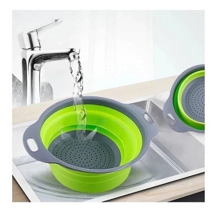 Bacia Retrátil Silicone Javick 2.7 litros para Cozinha Verde - 3