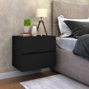 Ver imagem 1 de Kit 2 Mesinha de Parede Suspensa para Quarto Casal 2 Gavetas Eros 45cm Preto