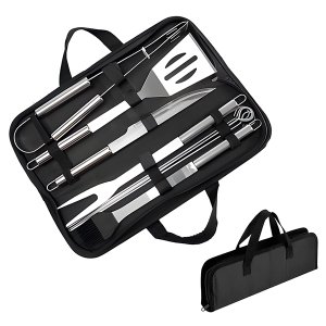 Kit Completo de Churrasco 9 Peças em Aço Inox com Bolsa