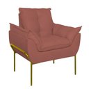 Ver imagem 3 de Poltrona Sofá Luxo Base Metal Dourada Recepção Escritório Cor:rosa