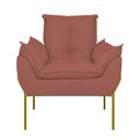 Ver imagem 4 de Poltrona Sofá Luxo Base Metal Dourada Recepção Escritório Cor:rosa