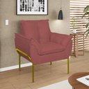 Ver imagem 1 de Poltrona Sofá Luxo Base Metal Dourada Recepção Escritório Cor:rosa