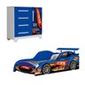 Jogo de Quarto Infantil em Mdf P/ Meninos Cama Cômoda Carro:azul - 2