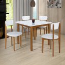 Ver imagem 1 de Mesa Cadeiras 90cm Estofado Mdf Pinus P/ Ambientes Pequenos:branco