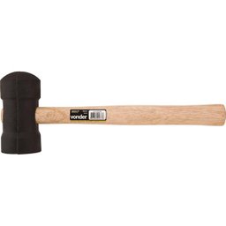 Martelo borracha 40mm preto cabo madeira - Vonder - 3