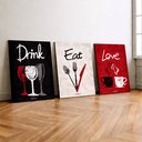 Ver imagem 2 de Kit 3 Quadro Decorativo Cozinha Copa Gourmet Frases Jantar 28x20cm