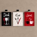Ver imagem 4 de Kit 3 Quadro Decorativo Cozinha Copa Gourmet Frases Jantar 28x20cm
