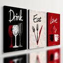 Ver imagem 1 de Kit 3 Quadro Decorativo Cozinha Copa Gourmet Frases Jantar 28x20cm