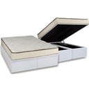 Ver imagem 1 de Cama Box Baú Queen: Colchão Molas Luckspuma Bonnel Montreal Spring + Base CRC Courano White(