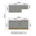 Ver imagem 4 de Armário de Cozinha Compacta 180cm Rustic Cinza Agata Madesa 03
