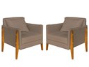 Ver imagem 1 de Kit 2 Poltronas Decorativa Sophia Suede Capuccino Pés Madeira Mz Decor