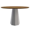 Mesa de Jantar Redonda Isis com Tampo Madeirado 120x120 Off White/Imbuia - PR Móveis - 1