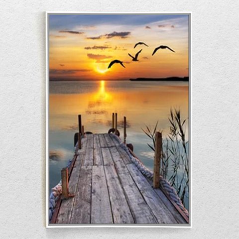 Quadro Decorativo Moderno Ponte Por do Sol Com Moldura e Sem Vidro 90X140