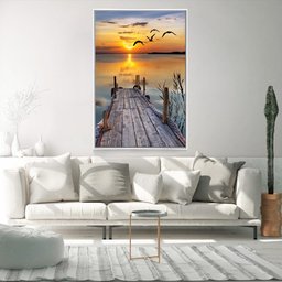 Quadro Decorativo Moderno Ponte Por do Sol Com Moldura e Sem Vidro 90X140 - 3