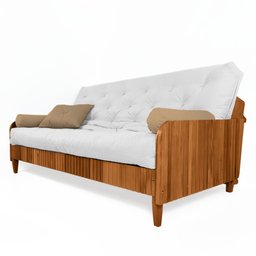 Sofá Cama Paris Ii Ripado Acquablock Madeira Maciça Natural - Branco Off - 1