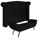 Ver imagem 1 de Cabeceira Cama Box Queen 160cm Provença e Recamier Veneto P02 Sintético Preto - Mpozenato