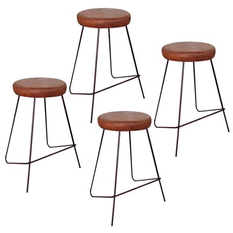 Kit 4 Banqueta Banco Aço Média Cozinha Bar Balcão 63cm Whisk