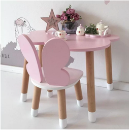 Conjunto de Mesa com Uma Cadeira Infantil Borboleta Léia Mdf - 1