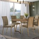 Ver imagem 2 de Cadeiras Jantar Estofadas 2 Unidades 43cm X 97cm Pés em Aço Cor:bamboo com Dourado