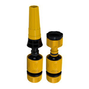 Kit Esguicho com Engate Rápido e Adaptador de Torneira 1/2" e 3/4" para Engate Rápido Amarelo Durín