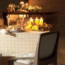Ver imagem 1 de Toalha de Mesa Quadrada Natal Vitral Dourada - Karsten Dourado